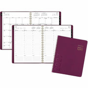 At-A-Glance Contemporary Weekly/Monthly Planner, 8 1/4" x 11", Crushed Cherry Faux Leather Cover, Twin Wire Binding, Bleed Resistant Paper, Tabbed, Double-sided Pocket, 12 Months (Jan-Dec 2026), 1 Each
