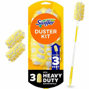 Swiffer Unscented Duster Kit, Fiber Bristle, 36" Extendable Handle, Yellow, 3/Pack