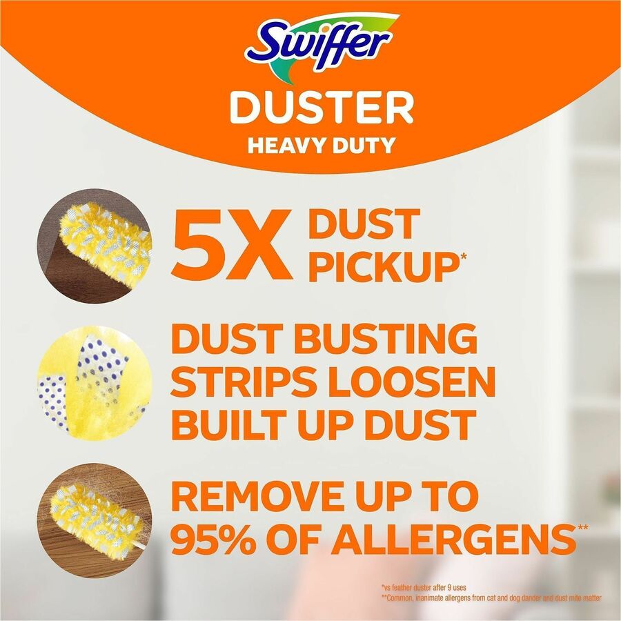 Swiffer Unscented Duster Kit, Fiber Bristle, 36" Extendable Handle, Yellow, 3/Pack