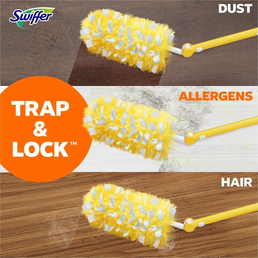 Swiffer Unscented Duster Kit, Fiber Bristle, 36" Extendable Handle, Yellow, 3/Pack