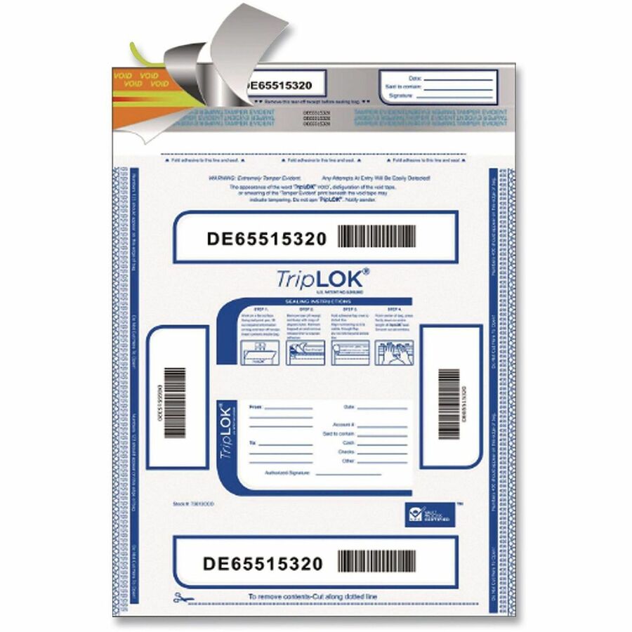 16" Length x 12" Width - Seal Closure - Clear - Polyethylene - Security, Currency Handling, Bank, Cash - 100 / Pack