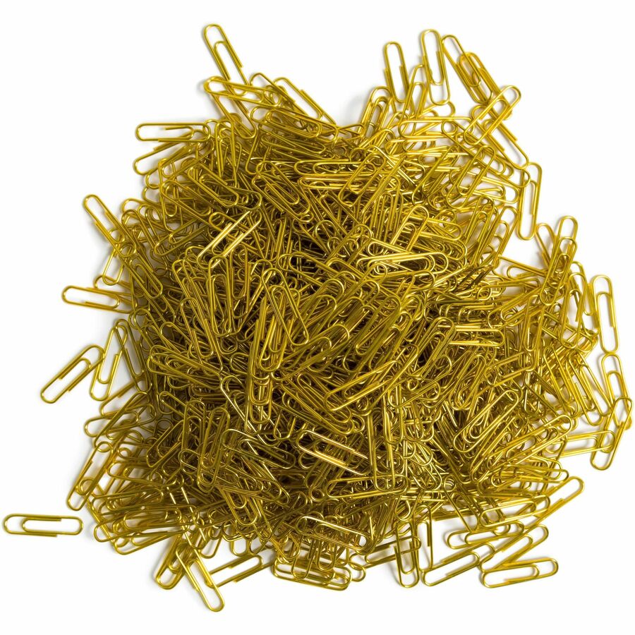U Brands Gold Paper Clips, Medium, Steel & Vinyl, 1000 Pack