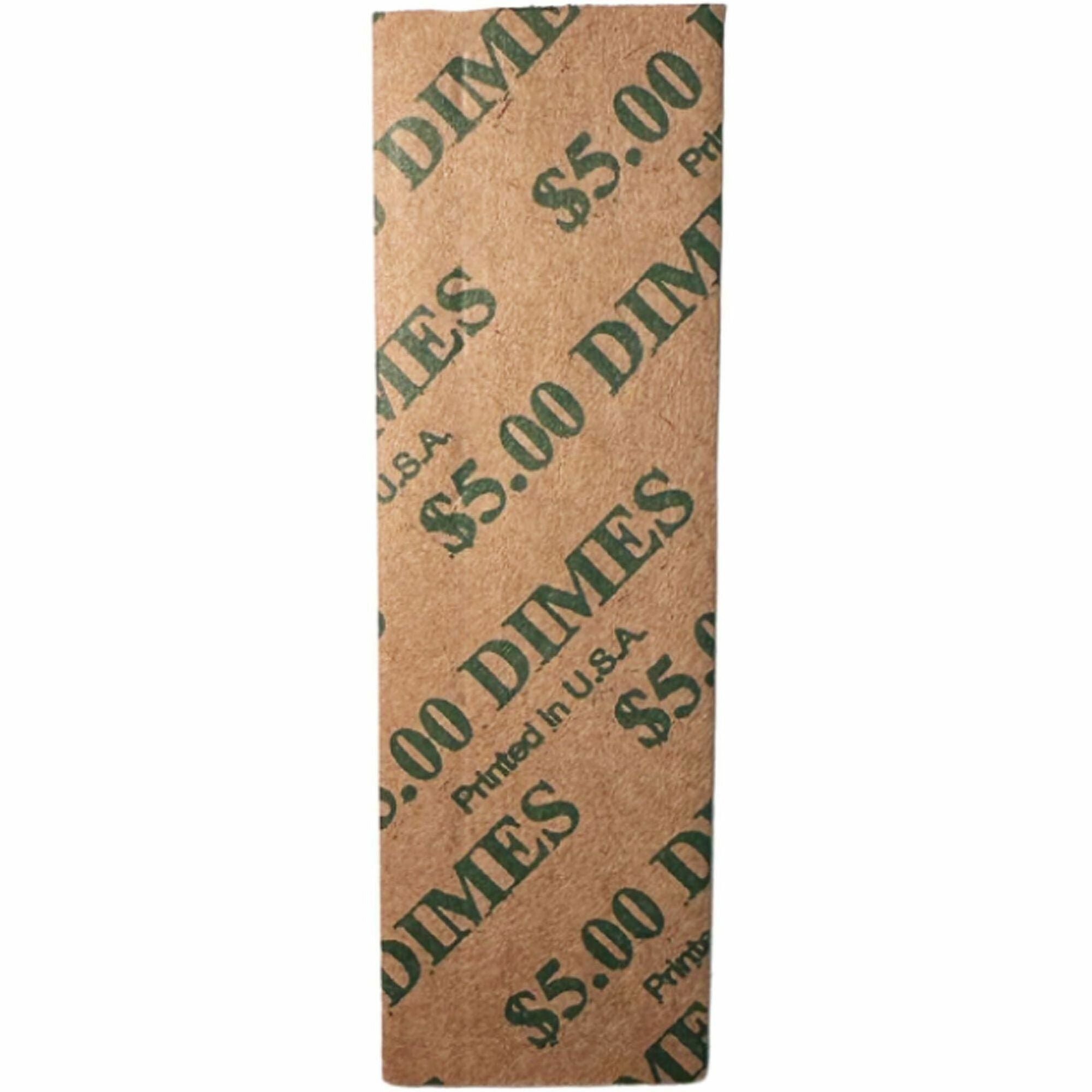ControlTek Flat Tubular Coin Wrappers for Quarters, 25¢ Denomination, Durable Crimped Kraft Paper, Green, 1000/Box