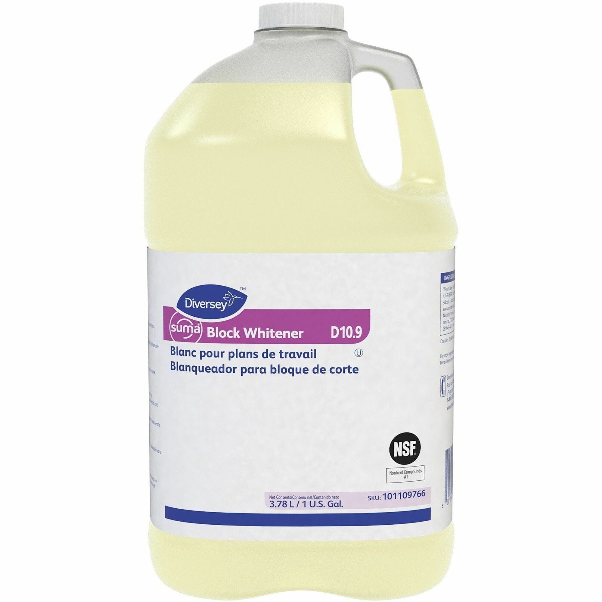 For Cutting Board, Plastic Surface - Ready-To-Use - Liquid - 128 fl oz (4 quart) - Chlorine Scent - Non-corrosive - Yellow - 1 Each