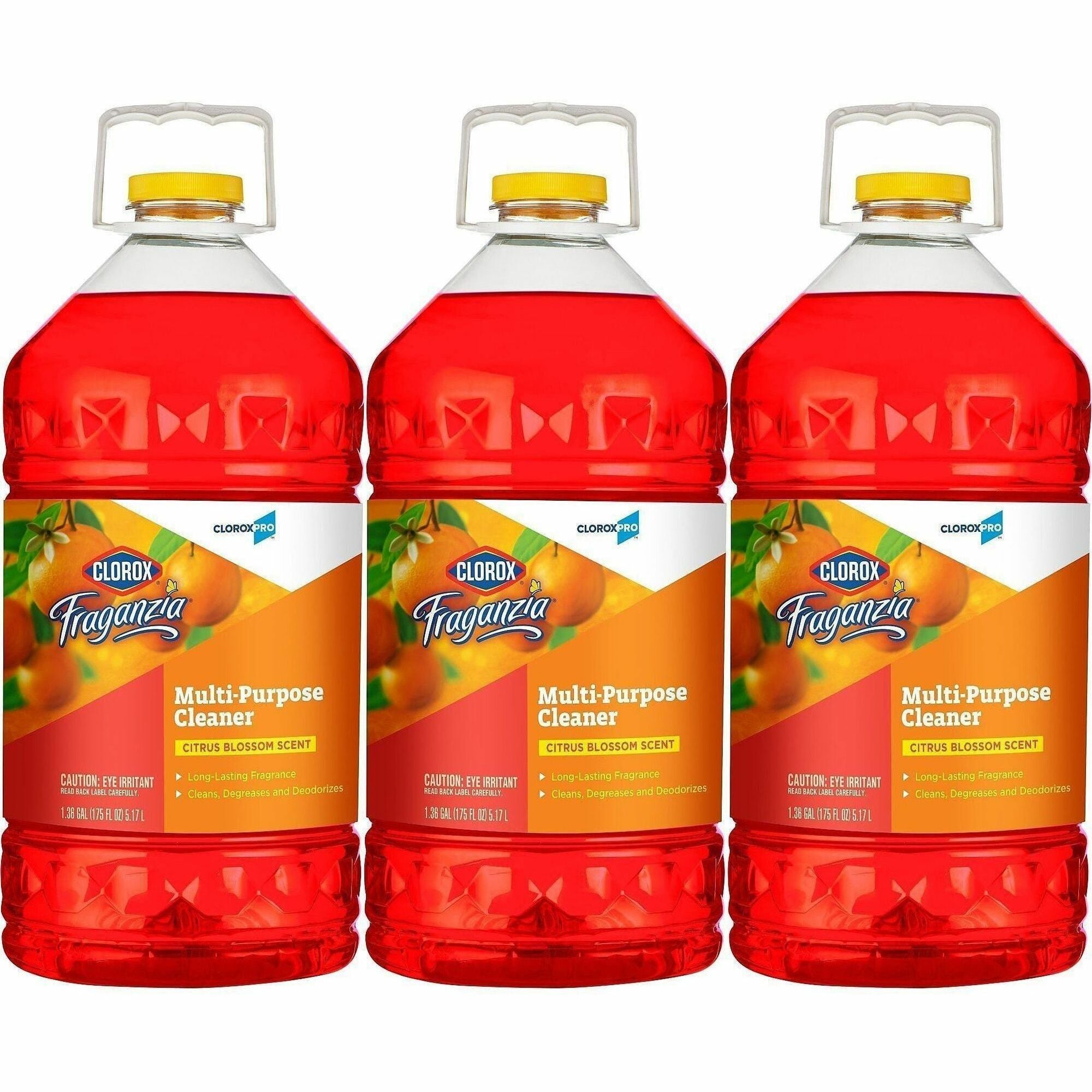 For Multipurpose, Multi Surface - Concentrate - Liquid - 175 fl oz (5.5 quart) - Citrus Blossom Scent - Recommended For: Odor Remover, Grease Remover - Freshen, Bleach-free, Long Lasting, Deodorize, pH Neutral - Orange Bottle - 3 / Carton
