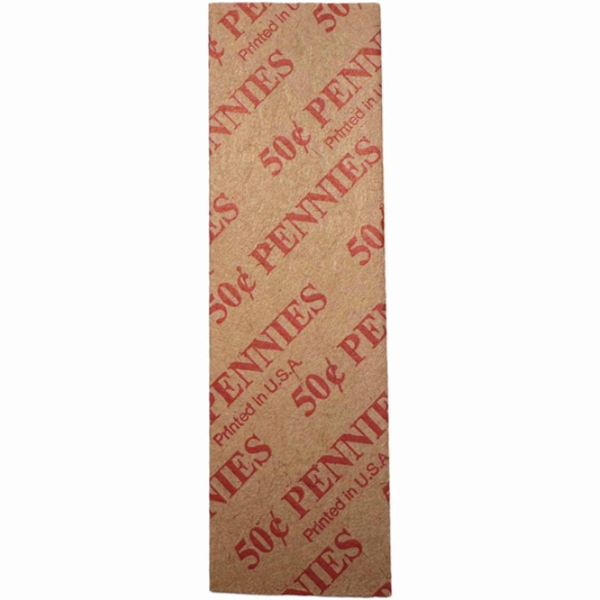 ControlTek Flat Tubular Coin Wrappers for Quarters, 25¢ Denomination, Durable Crimped Heavy Duty Kraft Paper, Red, Pre-printed, 1000 per Box