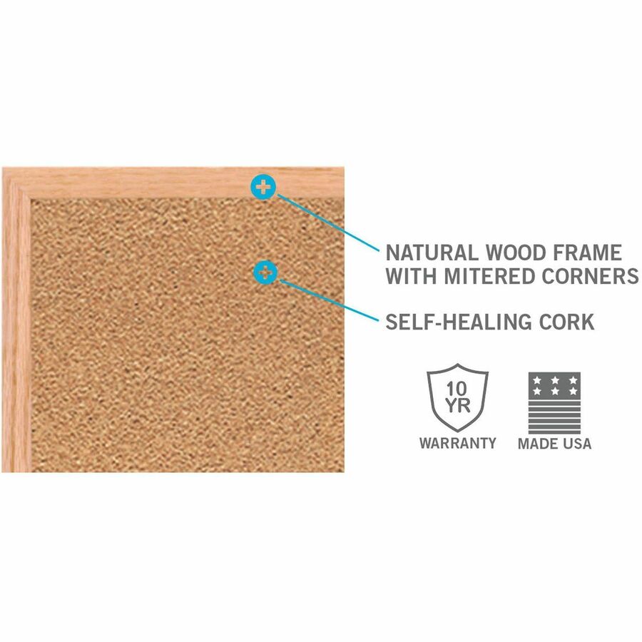 Ghent Traditional Natural Cork Bulletin Board, 48.56" x 87.93" x 0.81", Natural Cork and Fiberboard Surface, Wood Frame, Rectangle, Wall Mount, 1 Each