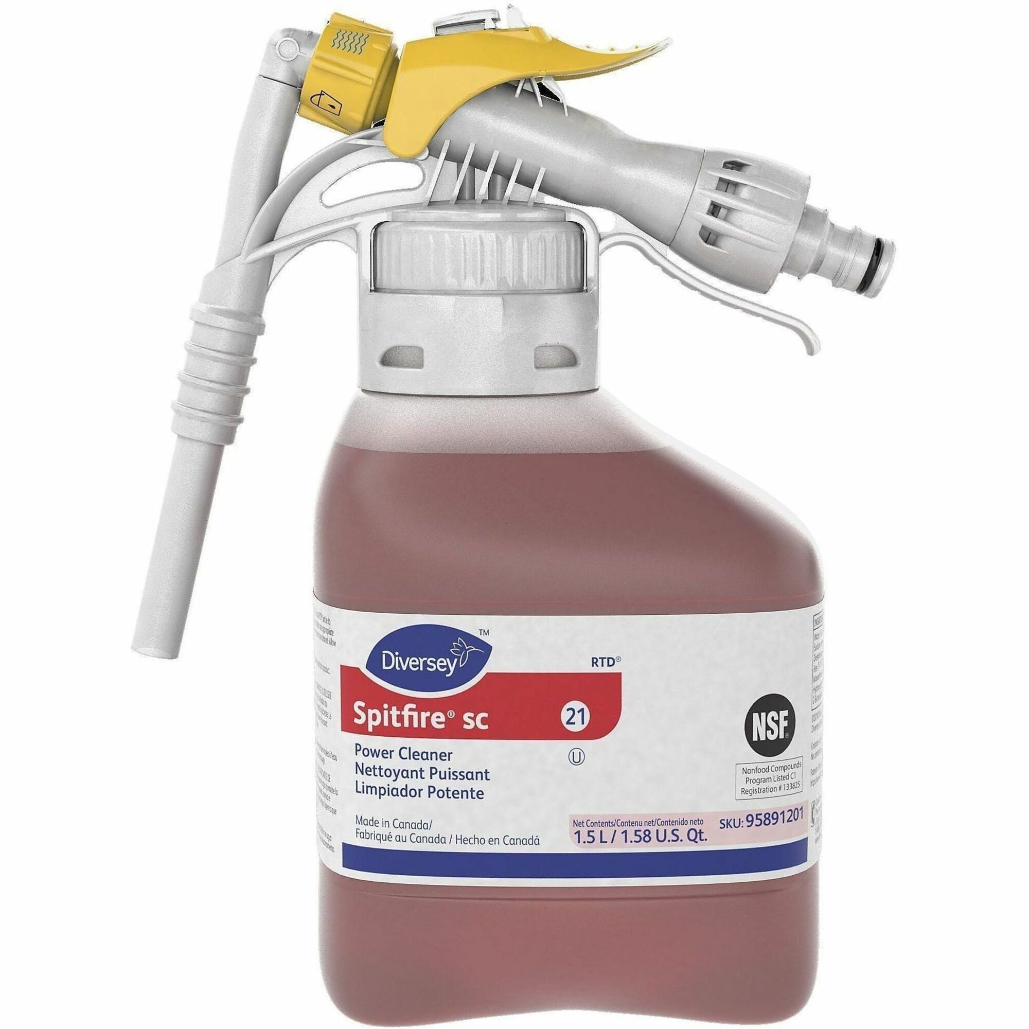 Diversey Spitfire SC Power Cleaner, Ready-To-Use/Concentrate, Spray/Liquid, 50.7 fl oz (1.6 qt), Fresh Pine Scent, Red, 2/Carton
