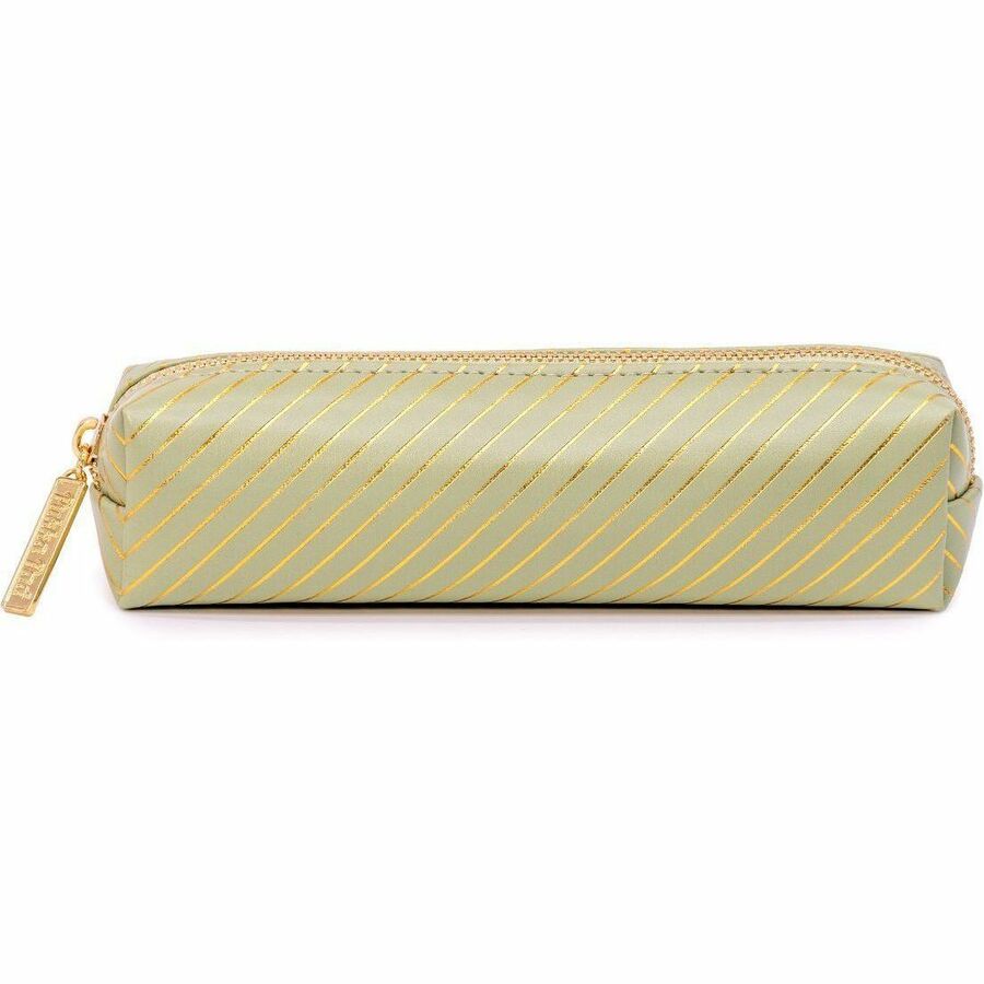 Vegan Leather, Faux Leather, Synthetic Leather Body - Holographic Geometric Gold, Gold Foil, Classy Geometric - 2" Height x 7.9" Width - 1 Each