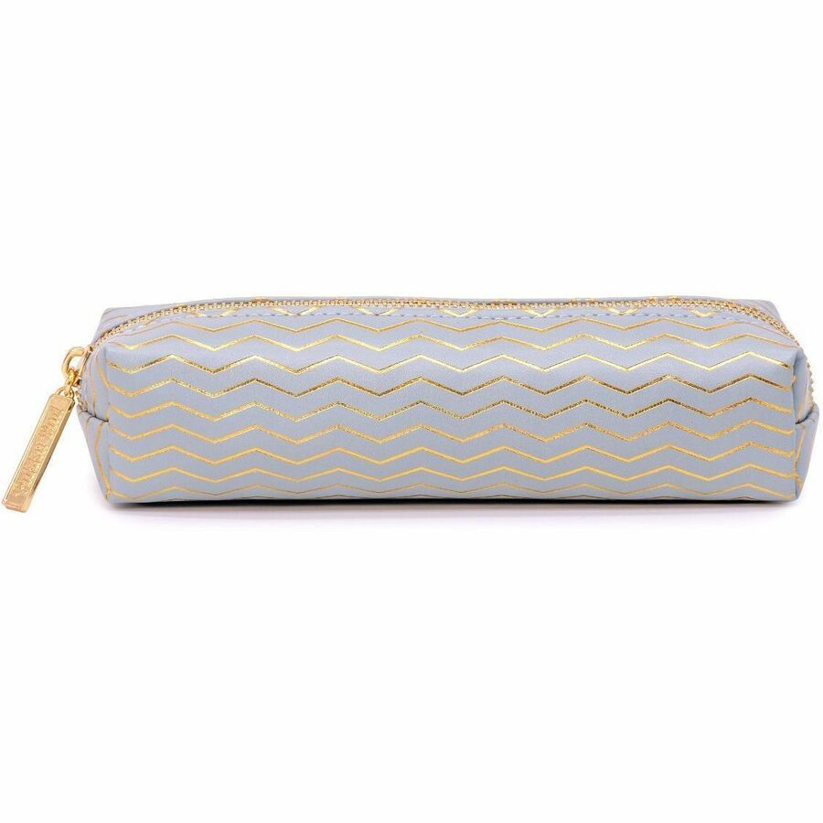 Vegan Leather, Faux Leather, Synthetic Leather Body - Holographic Geometric Gold, Gold Foil, Classy Geometric - 2" Height x 7.9" Width - 1 Each