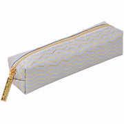 Vegan Leather, Faux Leather, Synthetic Leather Body - Holographic Geometric Gold, Gold Foil, Classy Geometric - 2" Height x 7.9" Width - 1 Each