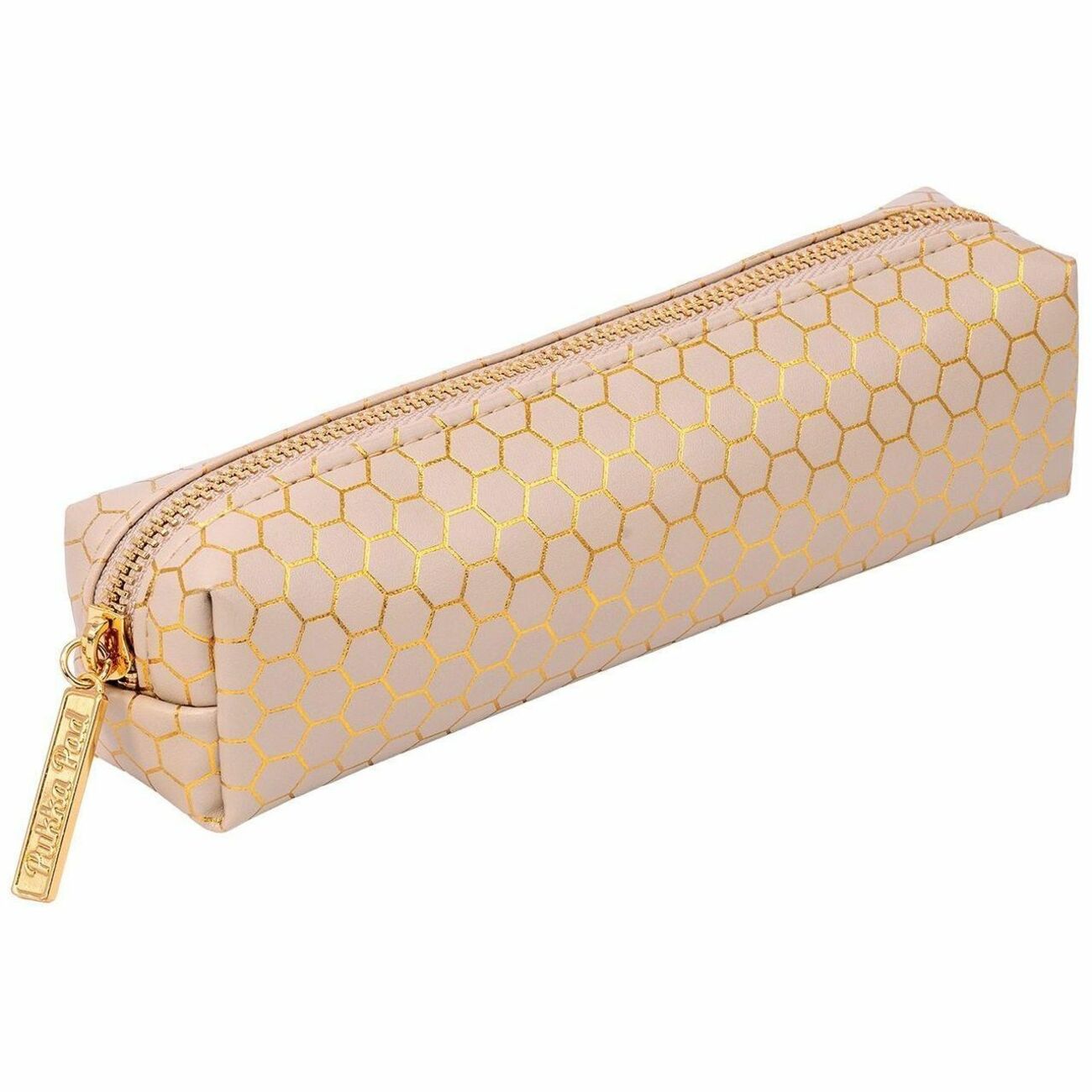 Vegan Leather, Faux Leather, Synthetic Leather Body - Holographic Geometric Gold, Gold Foil, Classy Geometric - 2" Height x 7.9" Width - 1 Each
