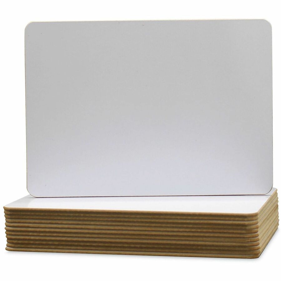 7" (0.6 ft) Width x 5" (0.4 ft) Height - White Surface - Lap - Ghost Resistant, Write-on, Wipe-off, Chip Resistant, Warp Resistant, Smooth Edge - 12 / Pack
