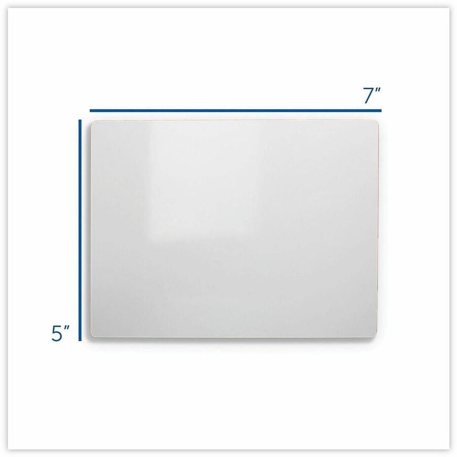 7" (0.6 ft) Width x 5" (0.4 ft) Height - White Surface - Lap - Ghost Resistant, Write-on, Wipe-off, Chip Resistant, Warp Resistant, Smooth Edge - 12 / Pack