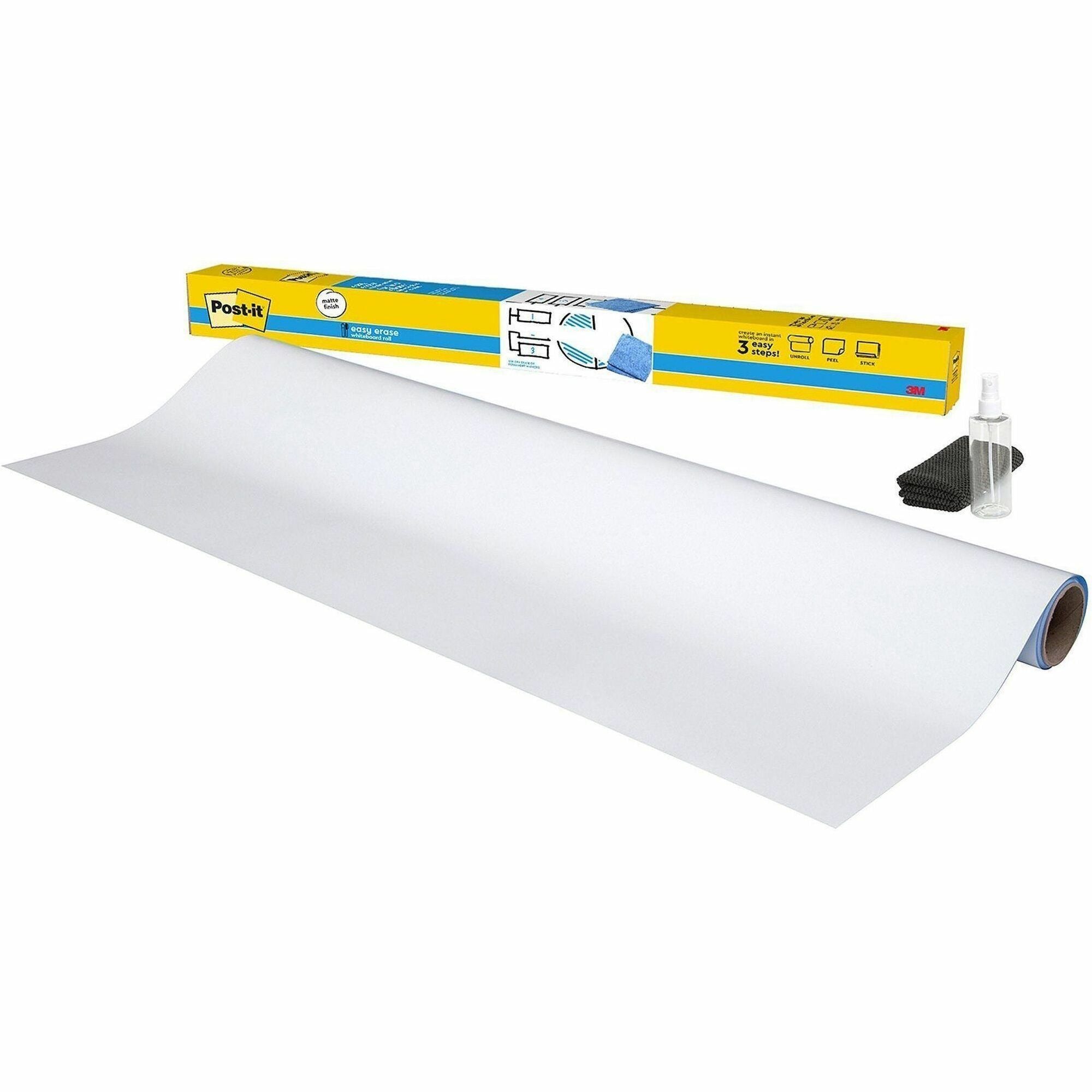 48" (4 ft) Width x 96" (8 ft) Height - White Polyester Surface - Rectangle - Stain Proof, Wipe-off, Smooth Surface - 1 Each