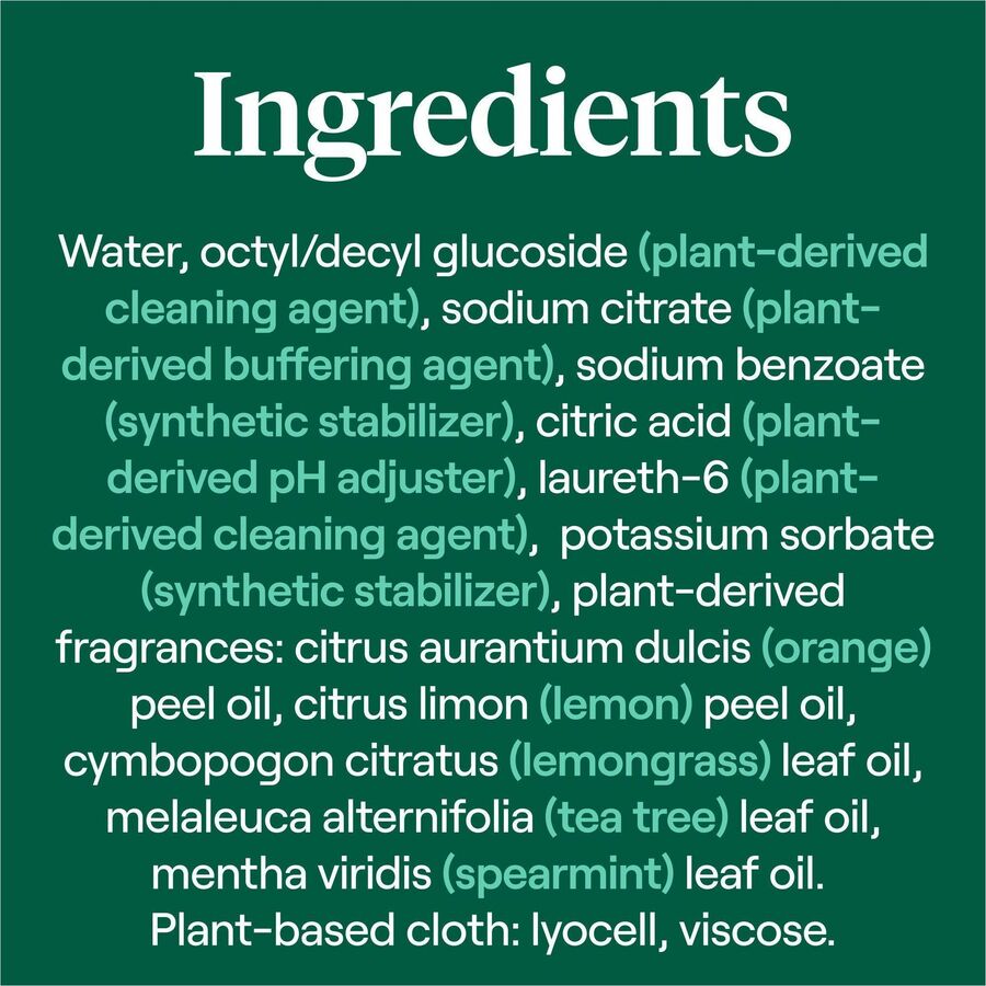 For Multipurpose - Wipe - Lemon Zest Scent - Versatile, Bio-based - Clear - 1 Each