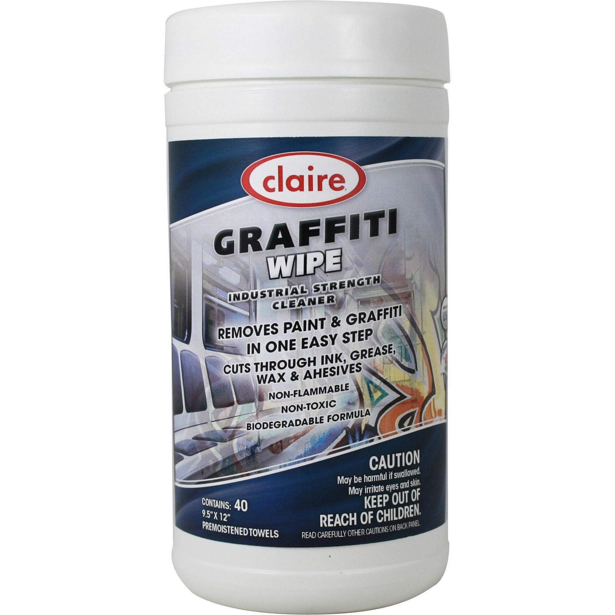For Hard Surface, Multipurpose - Wipe - Non-toxic, Non-flammable, Biodegradable, Abrasive, Non-scratching - White - 40 Each
