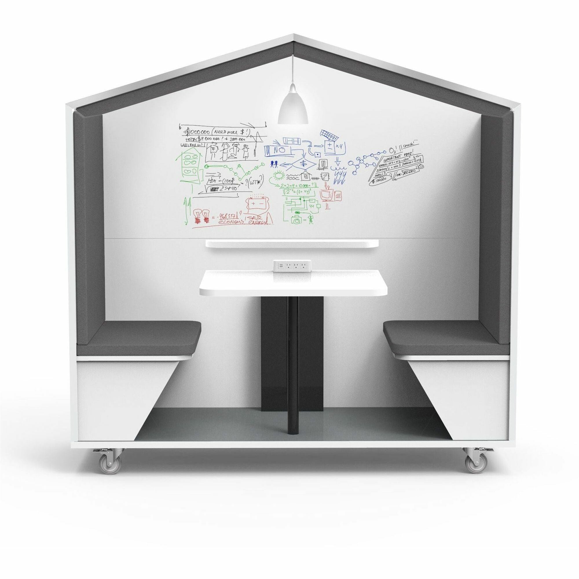 NOOK Huddle Privacy Booth, 77" Height x 78" Width x 30.3" Depth, White, 1 Each