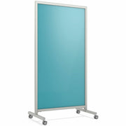 Ghent EZ Mobile Glassboard, 36" x 72", Blue Magnetic Glass Surface, Gray/Silver Aluminum Frame, Double-Sided, Heavy Duty with Locking Casters, 1 Each