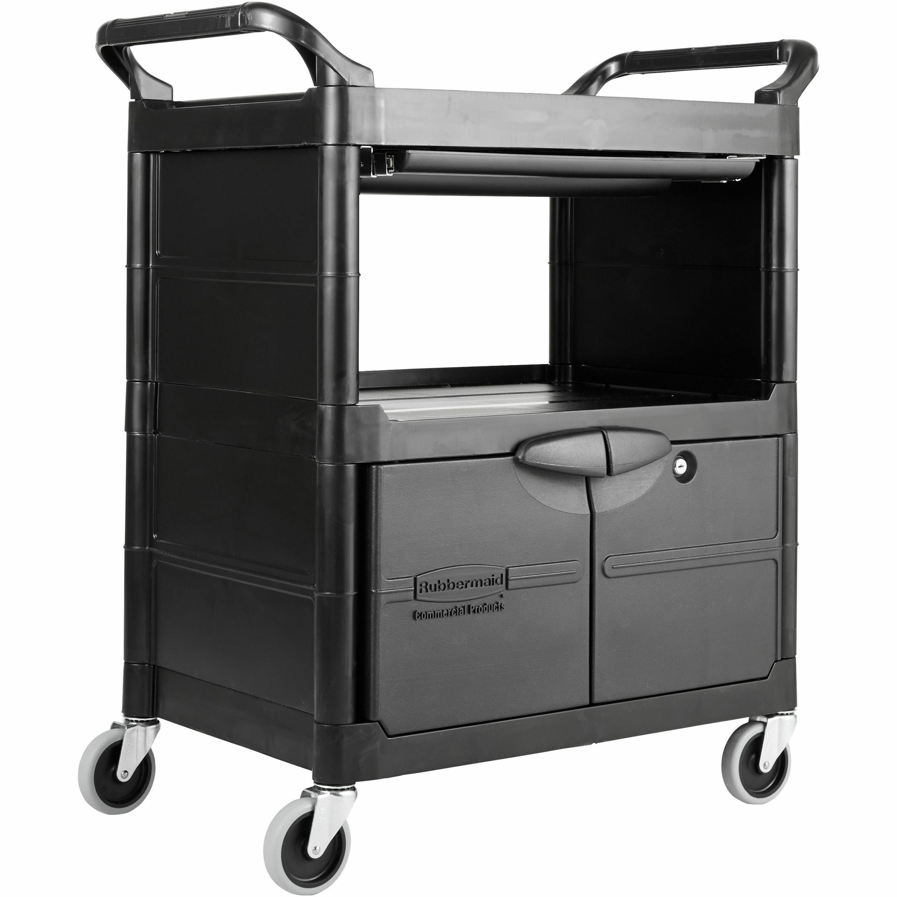 Round Handle - 300 lb Load Capacity - 4 Casters - Plastic, Metal - 33.63" Length x 18.63" Width x 37.75" Height - Black - 1 Each