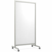 Ghent EZ Mobile Glassboard, 36" x 72", White Glass Surface, Gray/Silver Satin Aluminum Frame, Double-Sided, Heavy Duty, Locking Casters, 1 Each