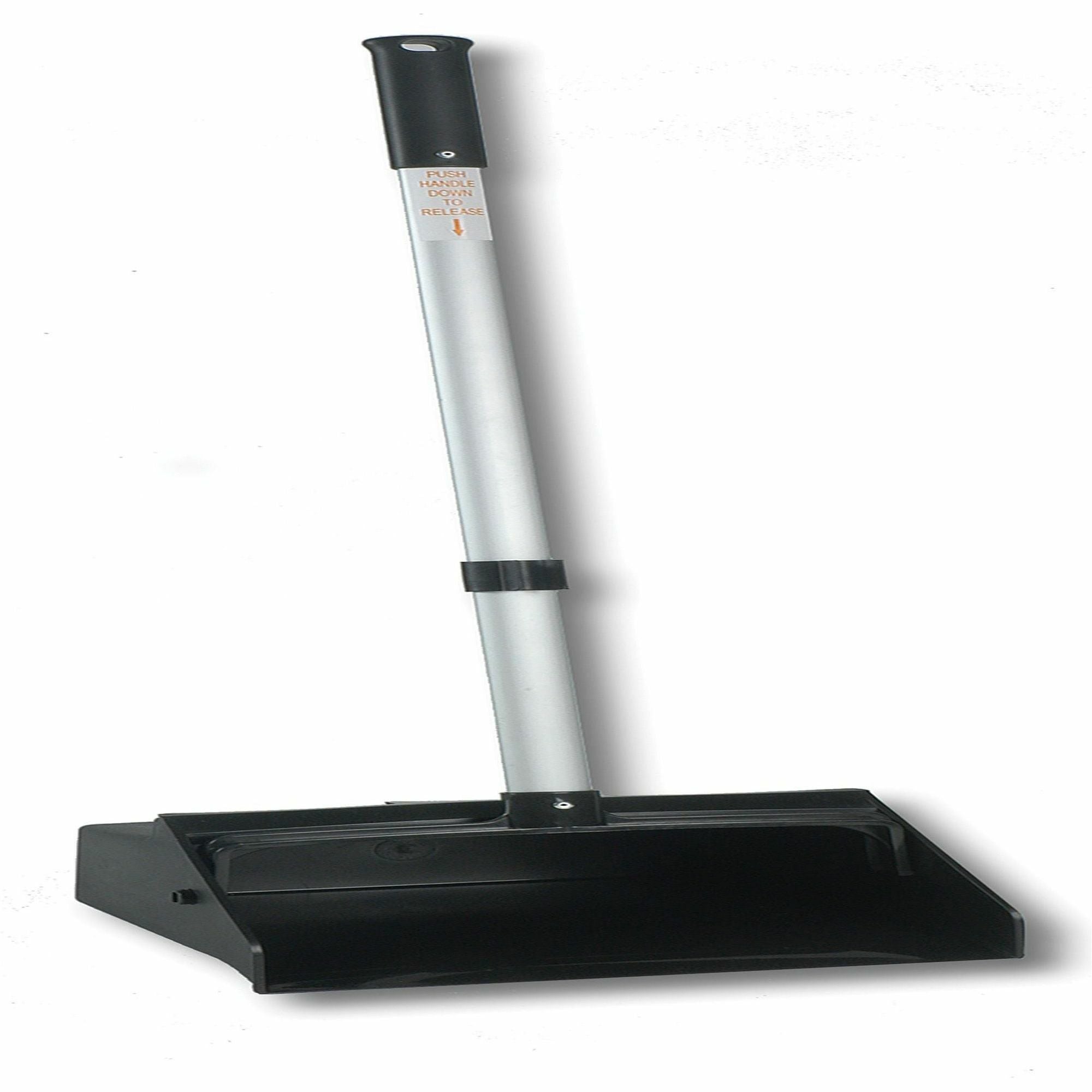 Genuine Joe Lobby Dust Pan, 11.50" Wide, Aluminum Handle, Black/Silver, 1 Each