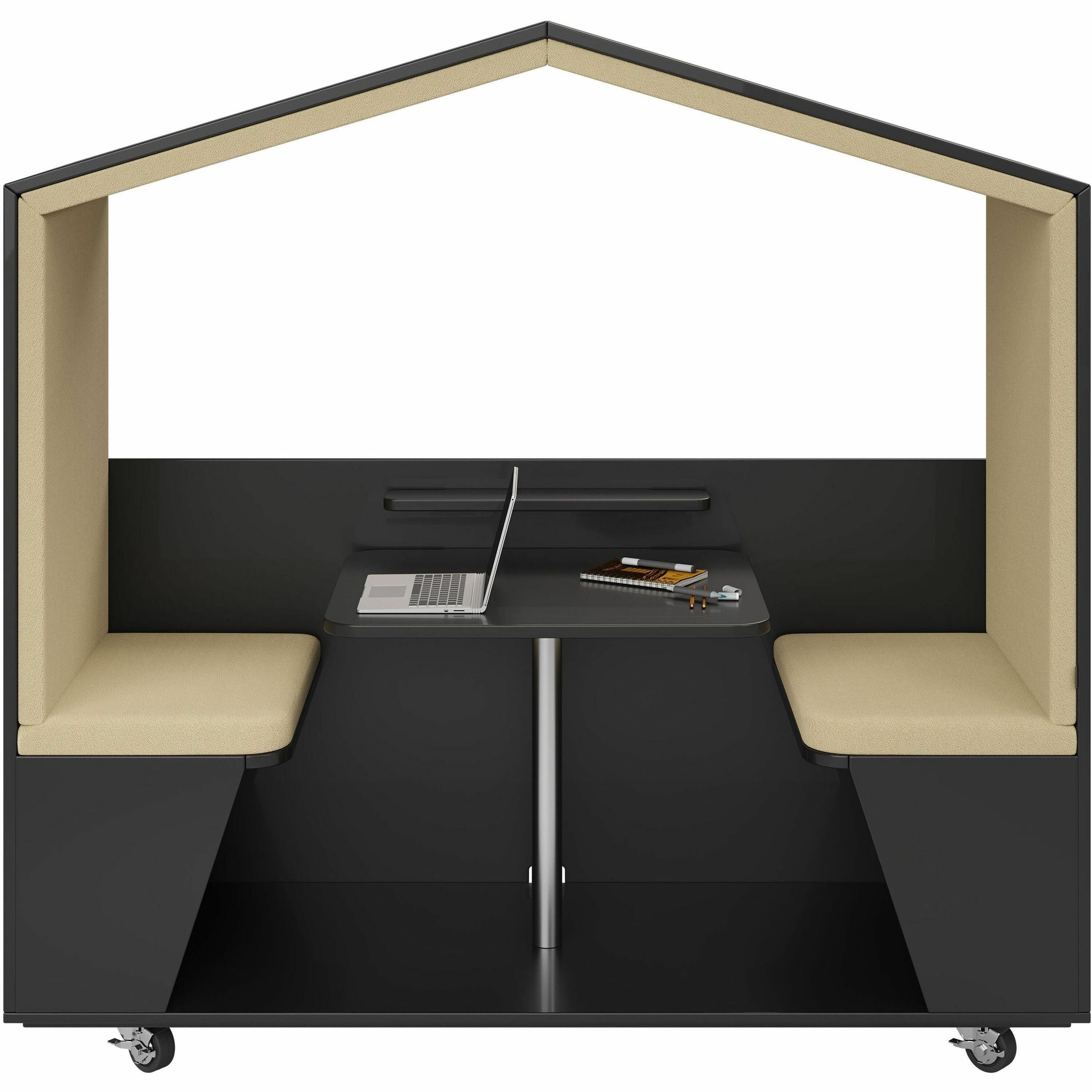 NOOK Privacy Booth, 77" H x 79" W x 30" D, Black Laminate, 1 Each