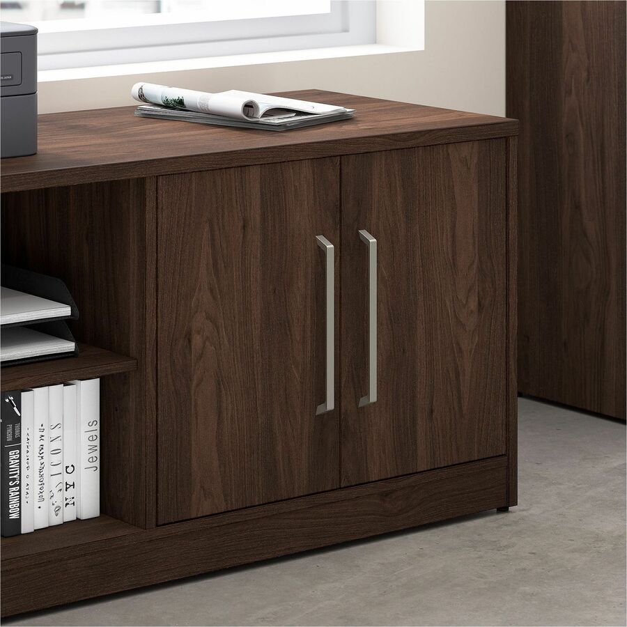 Bush Business Furniture Vista Low Storage Cabinet, 2 Doors, 4 Shelves (2 Adjustable), Black Walnut Finish, 25"H x 59"W x 20"D, 1 Each
