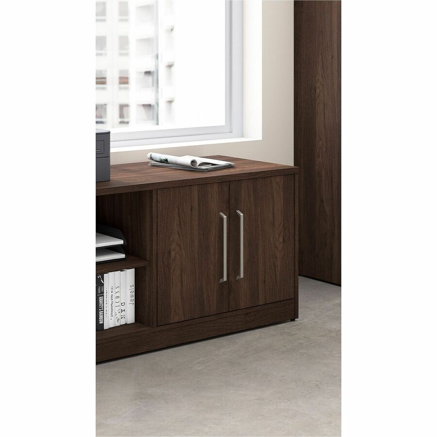 Bush Business Furniture Vista Low Storage Cabinet, 2 Doors, 4 Shelves (2 Adjustable), Black Walnut Finish, 25"H x 59"W x 20"D, 1 Each