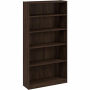 Bush Business Furniture Vista 71"H x 37"W x 12"D 5-Shelf Bookcase, 3 Adjustable Shelves, Black Walnut Finish, Large, 1 Each