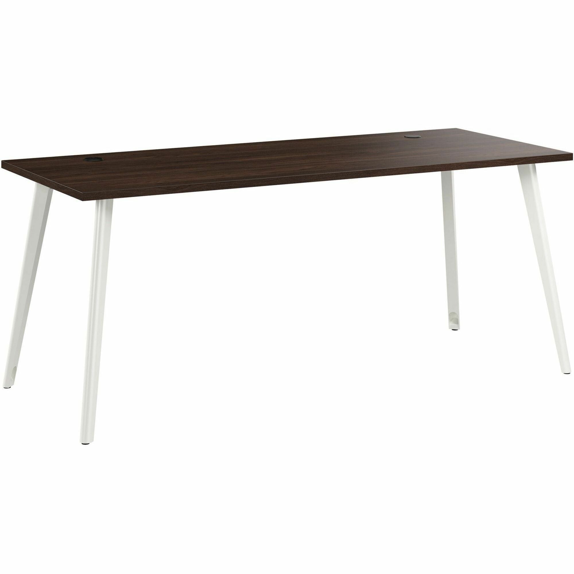 Bush Business Furniture Vista Office Furniture Collection, 1 Each, 1" Thick Top, 30"H x 71"W x 29"D, Black Walnut Finish, Metal Legs, USB Connection, Cable Management, Scratch & Stain Resistant