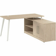 Bush Business Furniture Vista Collection, L-Shaped Desk with 60" Return, 2 Doors, 4 Shelves (2 Adjustable), Natural Elm Finish, Steel/Engineered Wood, 1 Each