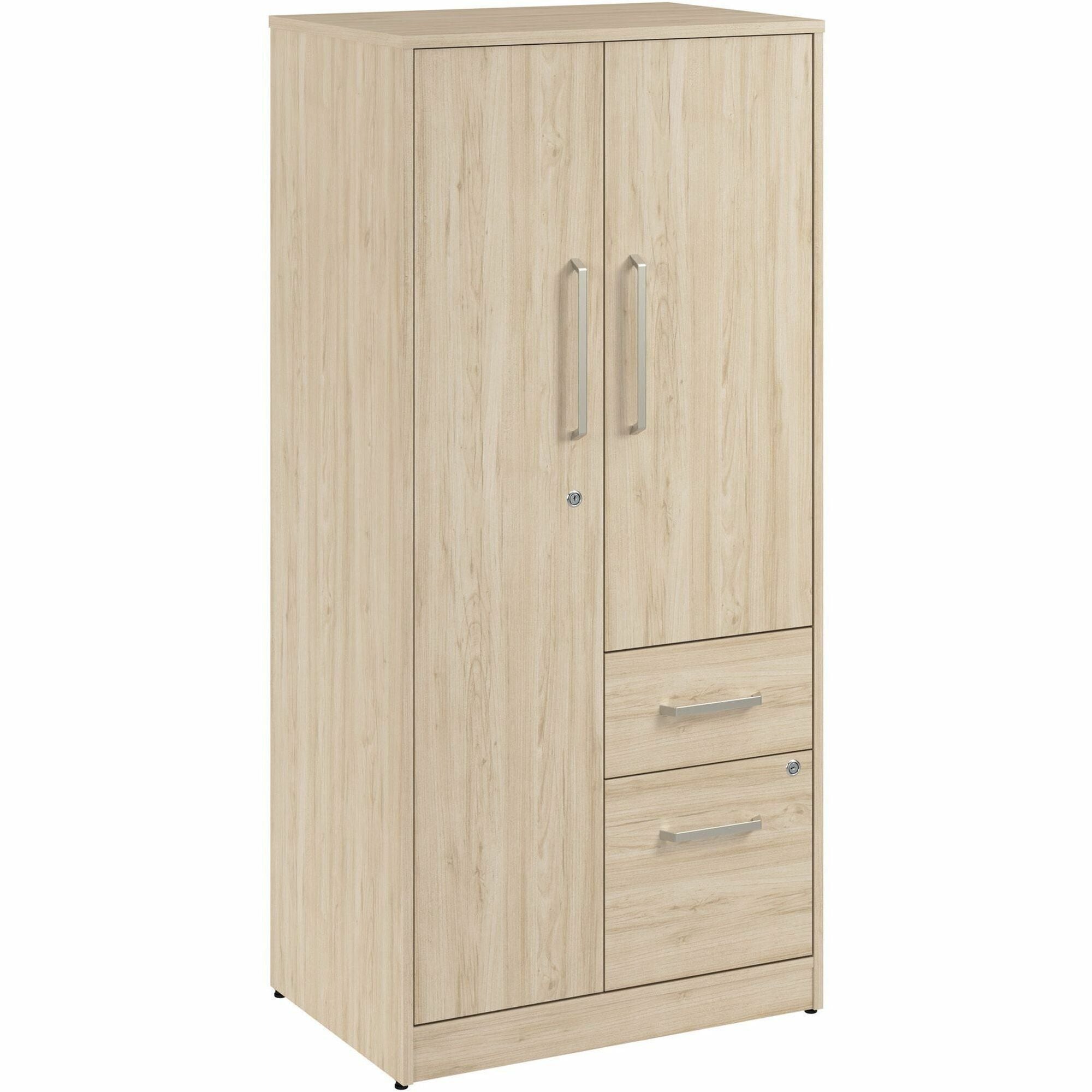 Bush Business Furniture Vista Office Furniture Collection, 61"H x 29"W x 20"D, 2 Drawers, 2 Doors, 5 Shelves (4 Adjustable), Natural Elm Finish, 1 Each