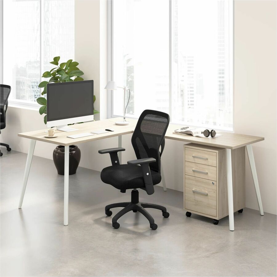 Bush Business Furniture Vista L-Shaped Desk Set, 60"W x 30"D Desk, 48"W Return, 3-Drawer Mobile File Cabinet, Natural Elm Finish, Steel and Laminate, 1 Each