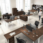 Bush Business Furniture Vista Office Furniture Collection, Black Walnut Finish, L-Shaped Desk, 30"H x 60"W x 59"D, 60"W Return, 1" Thick Surface, 2 Doors, 4 Shelves (2 Adjustable), USB & Electrical Outlets, 1 Each