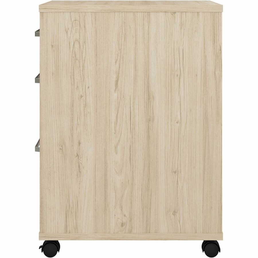 Bush Business Furniture Vista 3-Drawer Mobile File Cabinet, Natural Elm Finish, 27"H x 16"W x 20"D, Locking, Rolling, Ball Bearing Slides, 1 Each