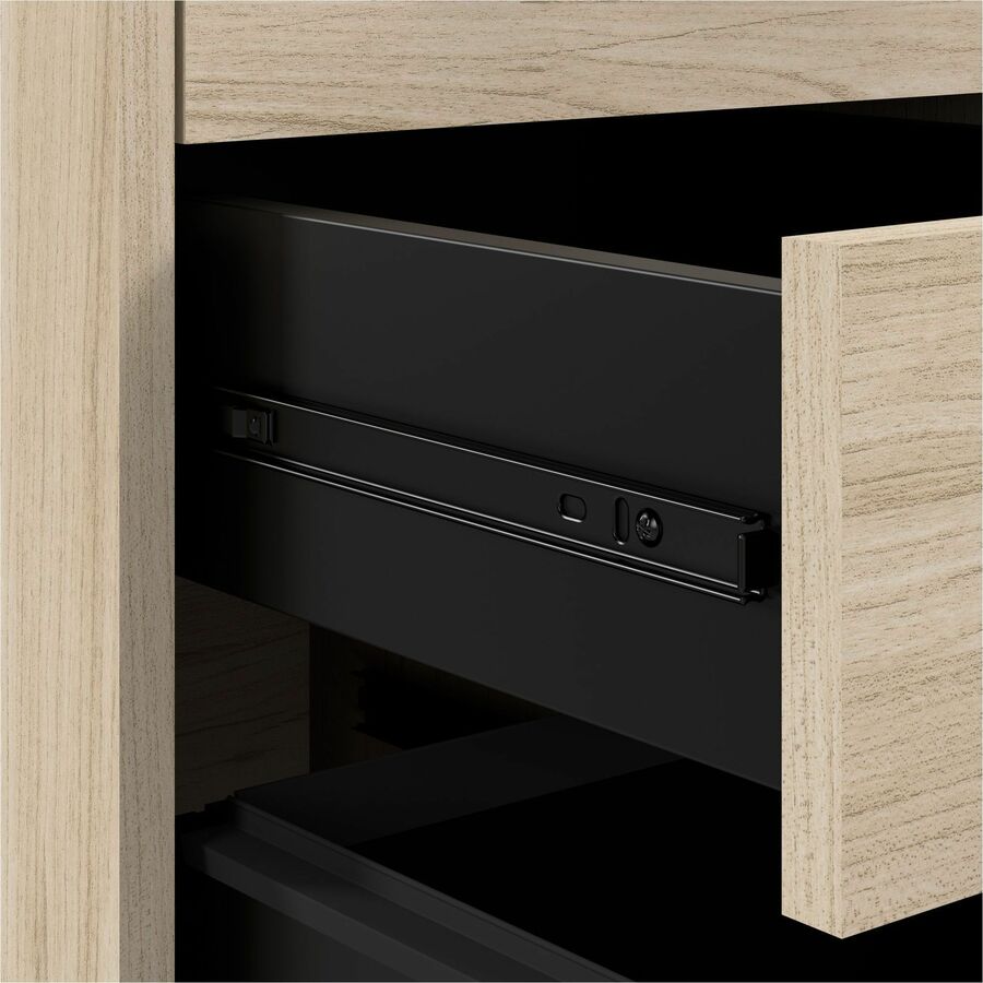 Bush Business Furniture Vista 3-Drawer Mobile File Cabinet, Natural Elm Finish, 27"H x 16"W x 20"D, Locking, Rolling, Ball Bearing Slides, 1 Each