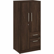 Bush Business Furniture Vista Cabinet, 61"H x 29"W x 20"D, 2 Drawers, 2 Doors, 5 Shelves (4 Adjustable), Black Walnut Finish, Engineered Wood/Metal/Plastic, 1 Each