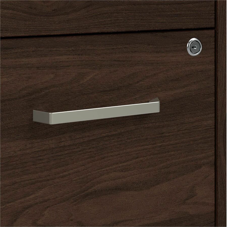 Bush Business Furniture Vista Cabinet, 61"H x 29"W x 20"D, 2 Drawers, 2 Doors, 5 Shelves (4 Adjustable), Black Walnut Finish, Engineered Wood/Metal/Plastic, 1 Each
