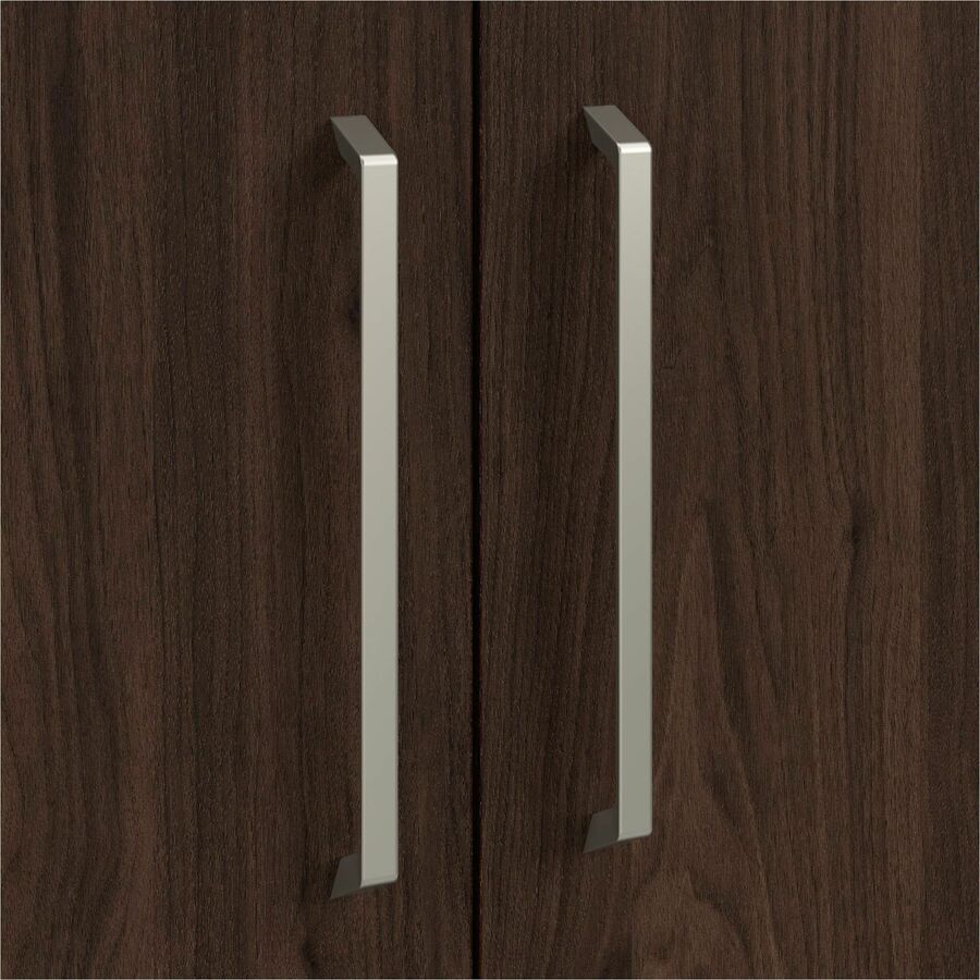 Bush Business Furniture Vista Cabinet, 61"H x 29"W x 20"D, 2 Drawers, 2 Doors, 5 Shelves (4 Adjustable), Black Walnut Finish, Engineered Wood/Metal/Plastic, 1 Each