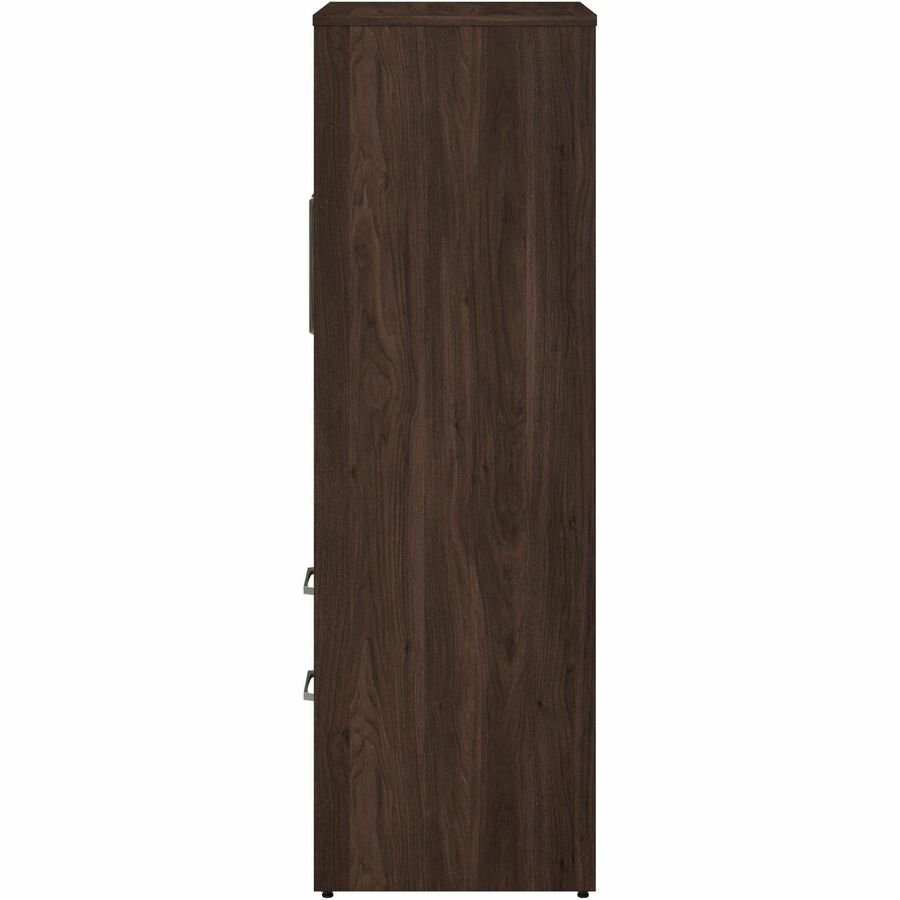 Bush Business Furniture Vista Cabinet, 61"H x 29"W x 20"D, 2 Drawers, 2 Doors, 5 Shelves (4 Adjustable), Black Walnut Finish, Engineered Wood/Metal/Plastic, 1 Each