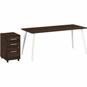 Bush Business Furniture Vista Collection, Black Walnut Finish, 72"W x 30"D Desk with Splayed Metal Legs and 3-Drawer Mobile File Cabinet, 1 Each