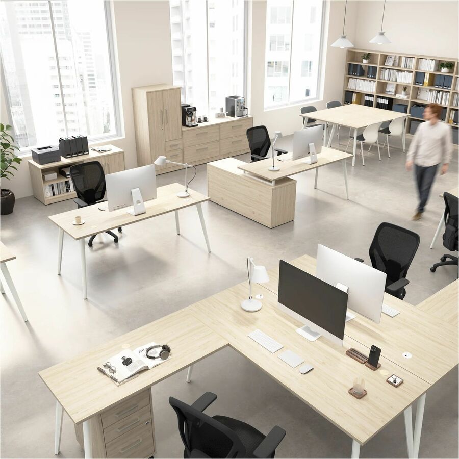 Bush Business Furniture Vista Office Furniture Collection, L-Shaped Desk Set, 72"W x 30"D Desk, 48"W Return, 30"H x 71"W x 77"D Overall, Natural Elm Finish, 1 Each