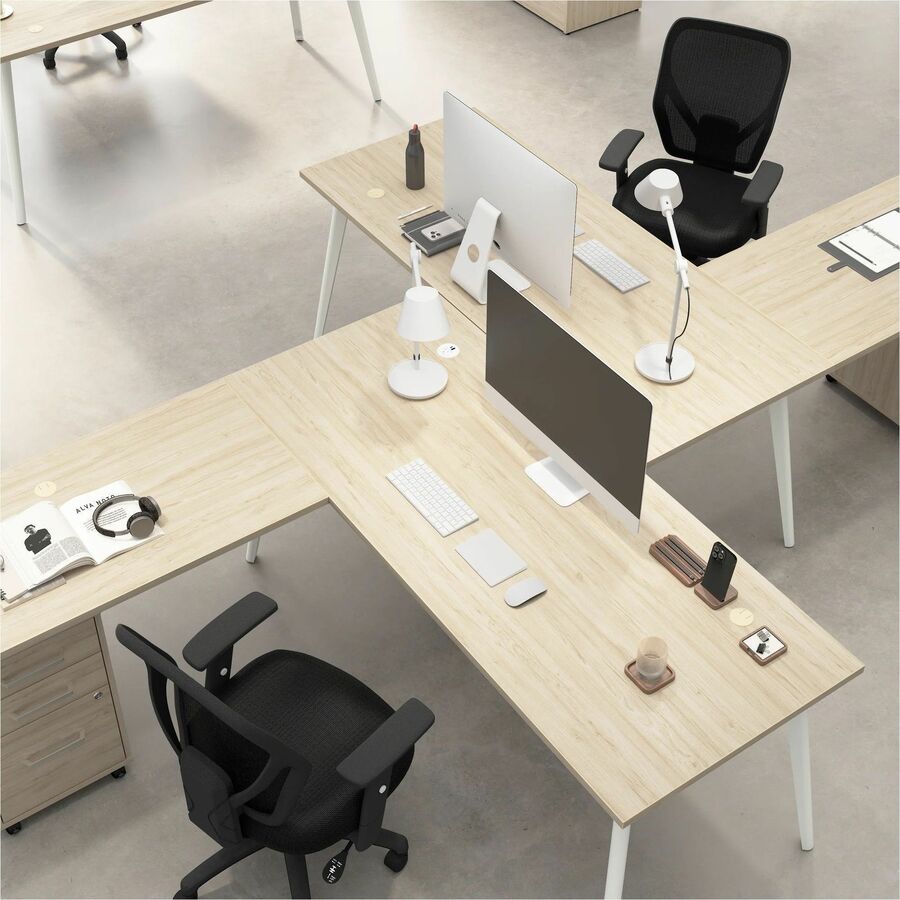 Bush Business Furniture Vista Office Furniture Collection, L-Shaped Desk Set, 72"W x 30"D Desk, 48"W Return, 30"H x 71"W x 77"D Overall, Natural Elm Finish, 1 Each