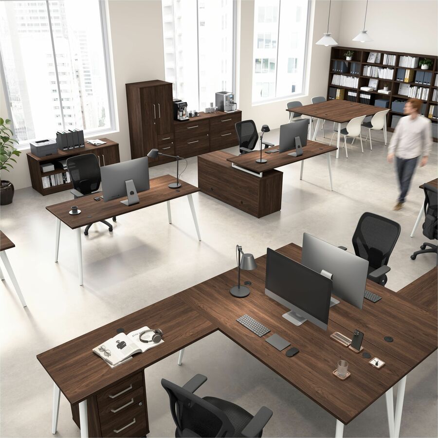 Bush Business Furniture Vista Office Furniture Collection, L-Shaped Desk Set, 30"H x 71"W x 77"D, 48"W Return, Black Walnut Finish, Steel/Engineered Wood, 1 Each