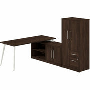 Bush Business Furniture Vista Office Furniture Collection, L-Shaped Desk Set, 61"H x 71"W x 59"D, 4 Doors, Black Walnut Finish, Steel/Engineered Wood, Includes 1 Set (Desk, Storage Cabinet, Wardrobe, Wall Anchor, Levelers)