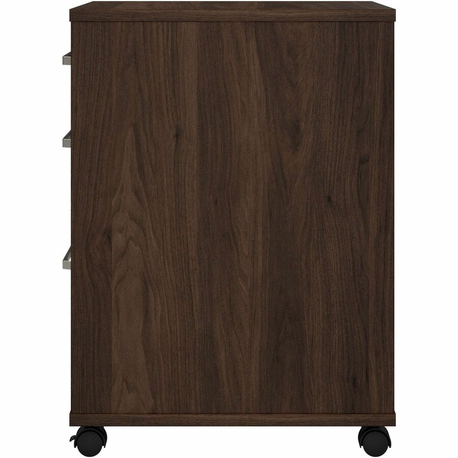 Bush Business Furniture Vista 3-Drawer Mobile File Cabinet, Black Walnut Finish, 27"H x 16"W x 20"D, Locking, Dual Wheel Casters, 1 Each
