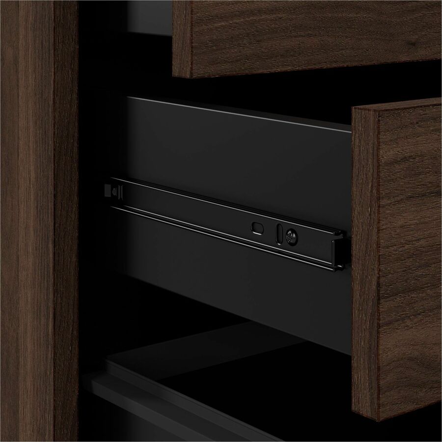 Bush Business Furniture Vista 3-Drawer Mobile File Cabinet, Black Walnut Finish, 27"H x 16"W x 20"D, Locking, Dual Wheel Casters, 1 Each