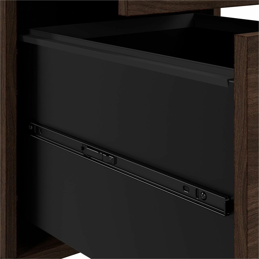 Bush Business Furniture Vista 3-Drawer Mobile File Cabinet, Black Walnut Finish, 27"H x 16"W x 20"D, Locking, Dual Wheel Casters, 1 Each