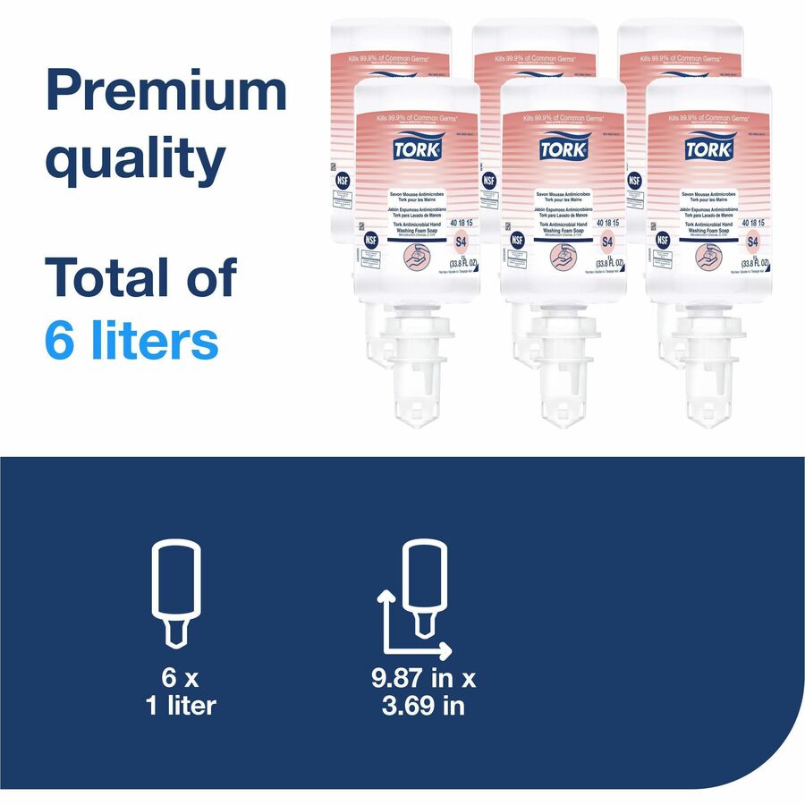 Fragrance-free Scent - 1.06 quart - Pump Dispenser - Kill Germs, Bacteria Remover - Hand, Food Handling, Healthcare - Moisturizing - Antibacterial - Hygienic, Dye-free - 6 / Case